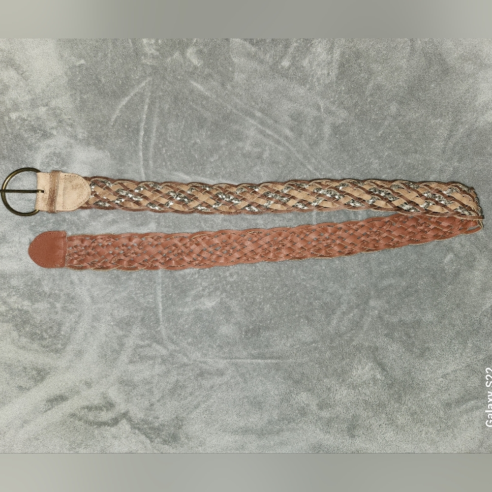 Braided Brown and Tan Women's Belt